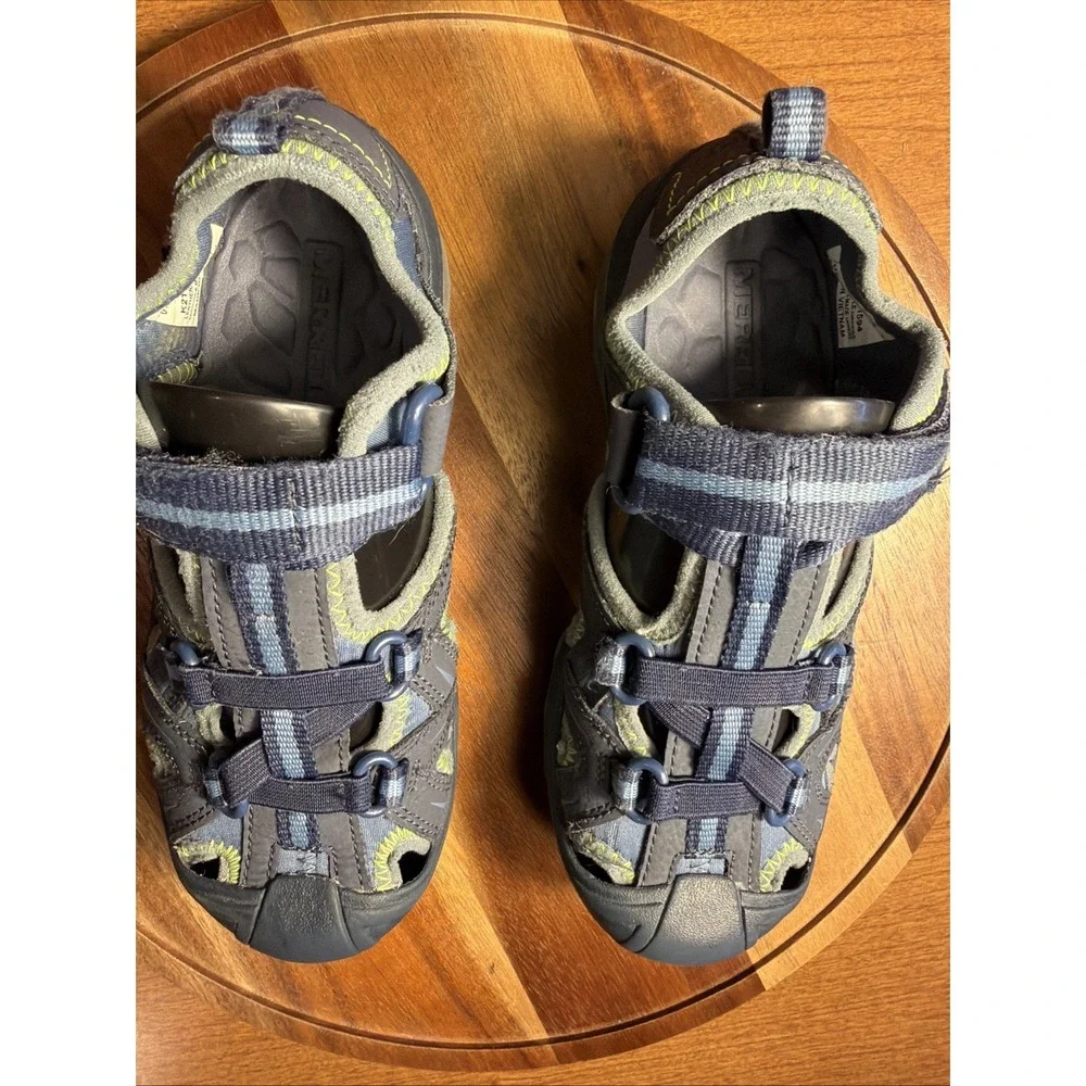 Merrell Hydro Hiker Sandals Youth Boys Size 1 Navy Green Waterproof Hiking Shoes